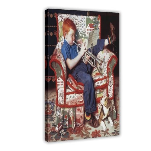 Toile Trumpet Practice Norman Rockwell pour une décoration murale de bureau