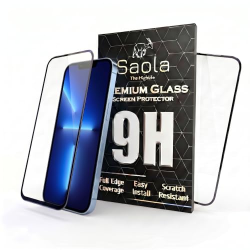 Image of Saola HD+ Oleophobic Tempered Glass For Apple Iphone 13 Pro max (Pack Of 2) with Hassle-less Installation Kit. Full screen Coverage. 6.7 inch