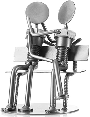 NOVECRAFTO Recycled Nut and Bolt Romantic Sculpture Sweethearts' 5'' Tall Iron Gifts for 6th Anniversary Romantic Statue Figurine Made from Recycled Auto Parts Steel Sculpture Present for Him and Her