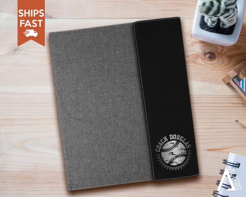 Baseball Coach Personalized Portfolio (Portfolio Only, Black/Silver) #TOP4
