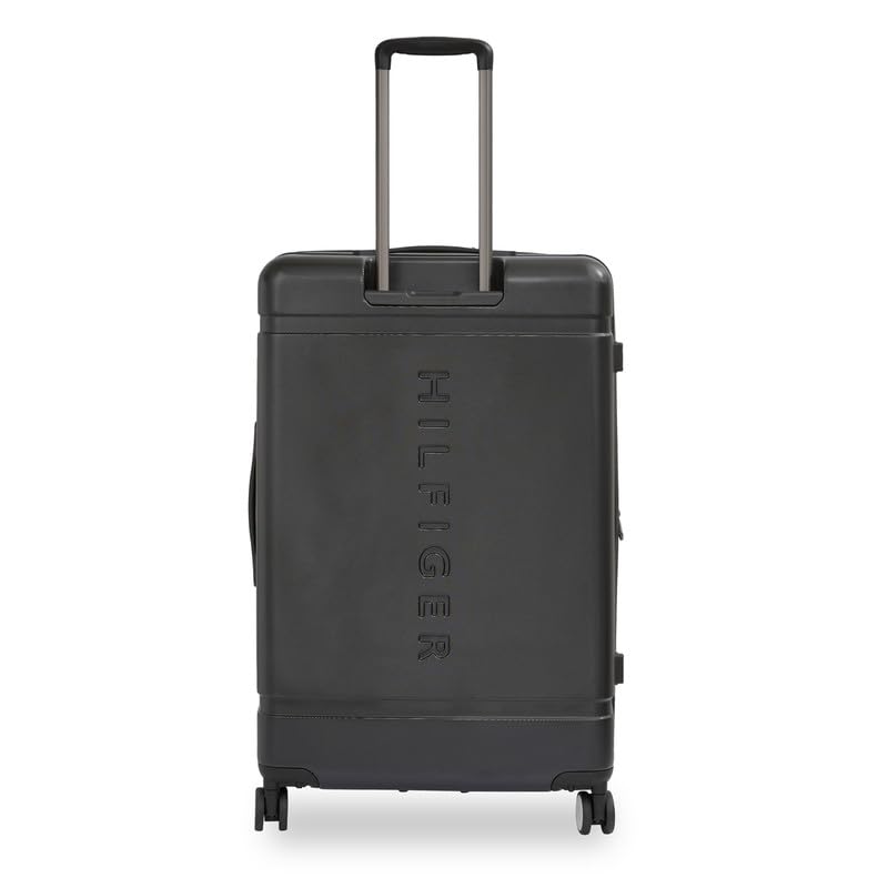 Image of Tommy Hilfiger Millennia Large Hard Luggage - Black |Check-in Trolley Bag with TSA Lock | 360 Spinner Double Wheels | Telescopic Handle | Polycarbonate Hardshell Suitcase | 89L Capacity | 78cm