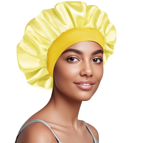 Doitory サテンシルクボンネット 睡眠用 ソフトサテン裏地 女性用ヘアボンネット ナチュラル&カーリーヘア用ダブルレイヤースリープナイトキャップの商品画像（Amazon）