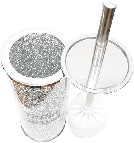 Biznest Crushed Diamond Toilet Bowl Brush And Holder For Bathroom Romany Bling Toilet Brush Holder (Silver) - Image 7