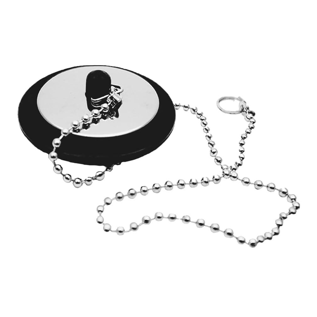 Universal Bath Plug with Chain Bathroom Sink Plug Replacement Drain Stopper for Bathroom Kitchen,Kitchen Sink Plug Rubber Bath Plug with Stainless Steel Chain (1 Pcs)