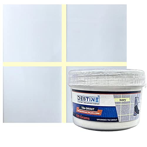 Image of DESTINE READY-TO-MIX inchTILE GROUT inch (16 COLOURS) (ALL PACKS: 100 Gm,250 Gm,400 Gm,800 Gm,1 Kg), Waterproof, Cement Based Tile Joint Filler, Crack Filler, Tiles Gap Filler (100 Gm, Ivory)
