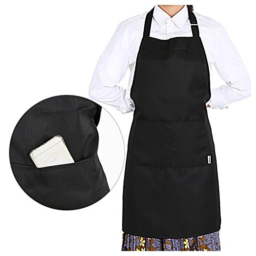 GWHOLE Unisexe Tablier de Cuisine avec Deux Poches Frontales pour Cuisson Barbecue Restaurant Boucher