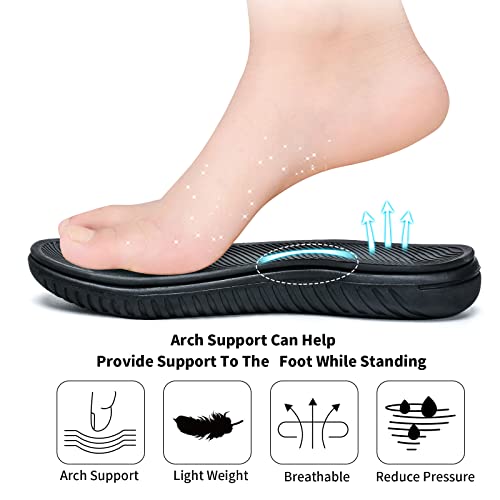 Mruiline Women's Hiking Sandals Adjustable Hook And Loop Straps Sport Sandal With Arch Support Water Shoes Size 7 Black #TOP4