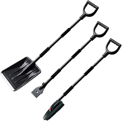Review YXyanjing 3-in-1 Snow Shovel Set Collapsible Snow Brush Scraper Winter Snow Removal Kit Car Ice Scraper Windshield Scraper Black