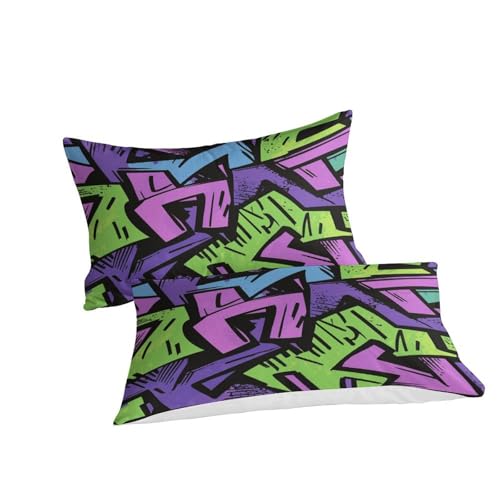 Housse de couette graffiti 3D avec fermeture éclair literie microfibre - 3
