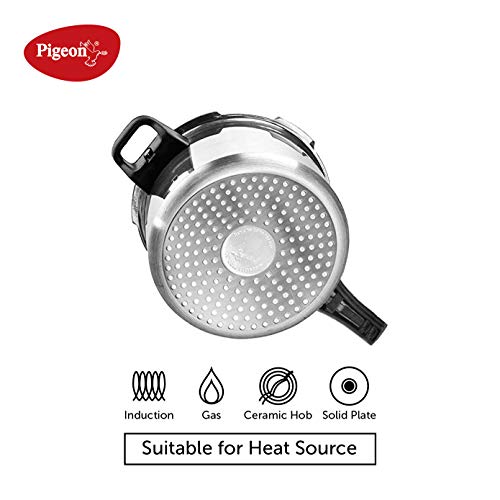 Pigeon 5 Quart Pressure Cooker, Small, Stainless Steel, Olla De Presion Acero Inoxidable, Gas & Induction Compatible, Fast Instant Pressure Pot For Meat, Rice & Legumes, Indian Pressure Cooker 5 Liter #TOP7