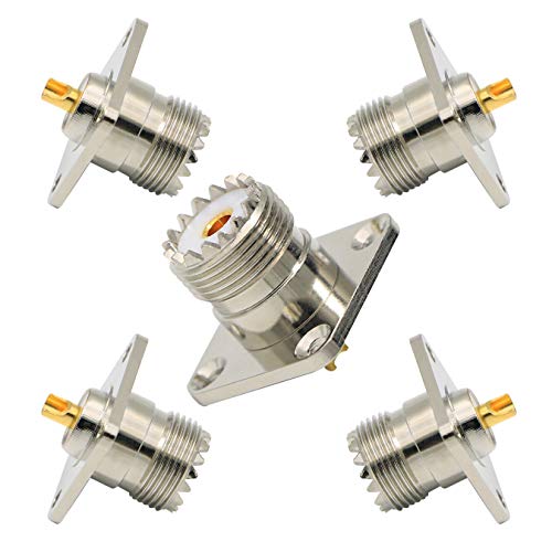 Connecteur SO239 femelle coaxial RF de châssis pour antenne d'avion au sol 4 trous x5