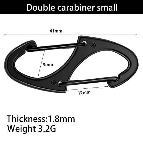 Demissle 40 Pcs S Small Carabiner Clips 1.6 Inch Mini Double Sided Gate Snap Hooks Key Clips for Keychains Accessories Camping Fishing Hiking(Black) by Demissle - Image 2