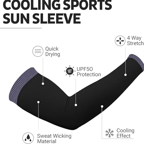 Image of Yuneek Arm Sleeves For Men & Women UV Sun Protection, UPF 50 Cool Arm Hand Cover Unisex For Bike ride,Golf,cricket,cycling,yoga,gym Sports