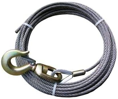 4-12SC100S Winch Cable, 1/2" x 100' EIPS IWRC Steel Core with 4.5 Ton Swivel Hook