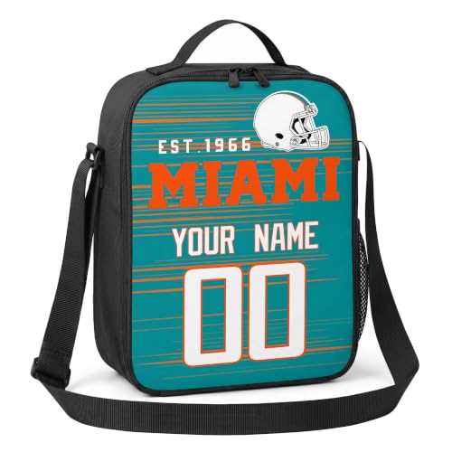 Image of Miami Lunch Bag Custom Name and Number Personalized Gifts | Custom Personalized Lunch Box for Men Women