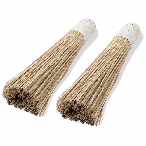 Kyuionty 2 Pack Natural Bamboo Wok Brush 12-Inch Length Traditional Kitchen Pan Cleaning Whisk Cleaning Brush Bamboo Scrubber (Flat Brush)