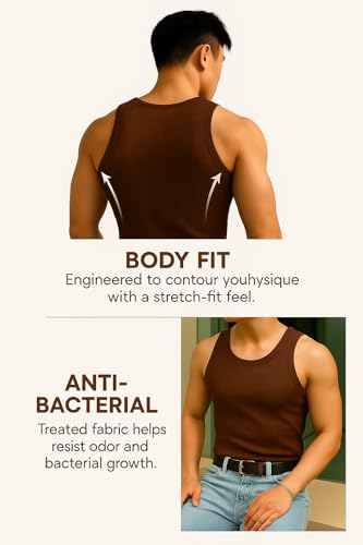 Image of Rockwell Men's Premium Cotton Vest - Sleeveless Gym Undershirt | Breathable, Stretchable & Skin-Friendly Innerwear for Everyday Comfort | Pack of 2 | 302