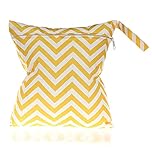 SECALIFE Wet Bag, Waterproof Wet Dry Bag for Swimsuits, Cloth Nappy Wet Bag, Outdoor Organiser Bag for Baby Items, 2 Zipper Pockets Washable Wet Dry Cloth Bag for Travel Beach Pool Gym Yoga