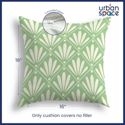 Image of Urban Space Decorative Cotton Cushion Cover Set of 3, 16 Inch X 16 Inch Cushion Covers for Sofa, Bedroom, Living Room (Amaya sage Green and Aster Yellow, Cushion Cover 40Cm X 40Cm, Set of 3)
