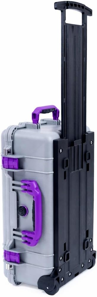 Silver Pelican 1510 Carry-on Case. Comes with Pluck Foam & Purple Handles & Latches.