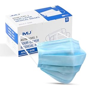 JMU 4-Ply Disposable ASTM Level 3 Face Masks, Comfortable, Soft, Breathable Face Mask for Adults, 50 Pack