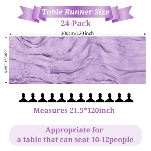 24 Pack Light Purple Cheesecloth Table Runner Long,21.5Ă—120 Inch by Pesonlook - Used condition - Image 3