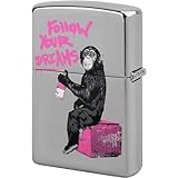 ZIPPO兼用 ライターケース Banksy バンクシー ゴリラ 夢を追え モダンアート メンズ 男性 オイル カバー 喫煙具 Lighter Housing シルバー 誕生日 プレゼント コレクション ギフト 互換性のある