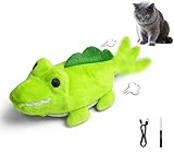 ZeLing HTL Interactive Cat Toys for Indoor Cats - Self-Charging Croc Chase Toy with 360° Motion, Wagging Tail & Catnip, Automatic Exercise Toy for Bored Kittens/Adults(Smooth Fur)