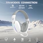 Attack Shark L90 Ultra-léger RGB Casque de jeu sans fil avec microphone enfichable,Bluetooth 5.3 & 2.4G sans fil & Casque filaire, 7.1 Son surround pour Xbox One Series, PS4,PS5 & PC (Blanc)