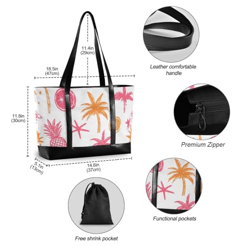 Summer Silhouette Orange Pink essentials bags for laptops for women with zipper work tote bags for women for office with tablet bolsos para mujeres4