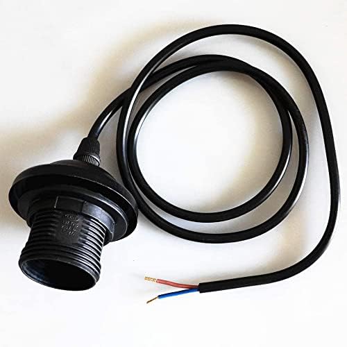 OMIGA 2 Pieces E27 Black Chrome Lamp Ceiling Rose Light Fitting Ceiling Light Rose with Lock Ring for Shade for DIY Suspension Vintage Chandeliers Modern Hanging Lampe (Black)