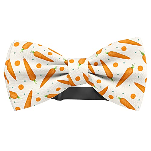 KAWAMOUSE Adjustable Pre-tied bow tie for toddler Boys (Carrot Pattern) Elegant Cute Bowties for Dogs Cats Pets