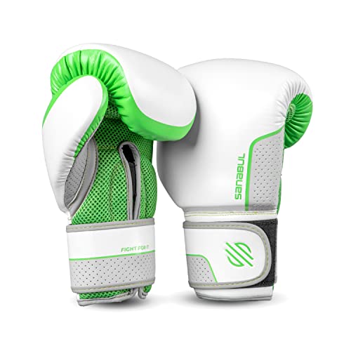 Sanabul Hyperstrike Womens Boxing And Kickboxing Fight Gloves (12 Oz, Green/White) #TOP5