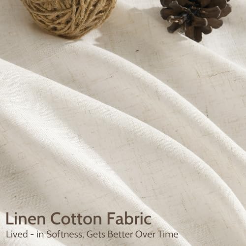 Image of Nanspring Extra Long Linen Curtains 102 Inch for Living Room Modern Linen