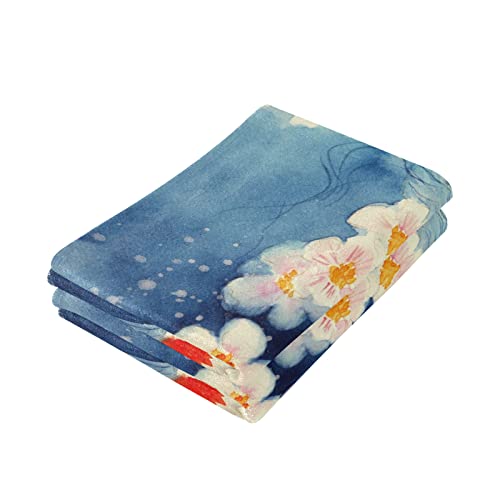 Lhammer Spring Koi Fish Bathroom Hand Towels Japanese Watercolor Kitchen Dish Towel Fingertip Guest Towel Washcloths For Hotel Spa Home Holiday Decoration Sports Gym Yoga Shower Soft Absorbent #TOP5