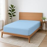 Cottington Lane 1 Piece Olympic Queen Size Fitted Sheet Only, Premium Hotel Quality Brushed Microfiber 15 Inch Deep Pocket Bottom Sheet, Ultra Soft, Breathable & Durable, Light Blue
