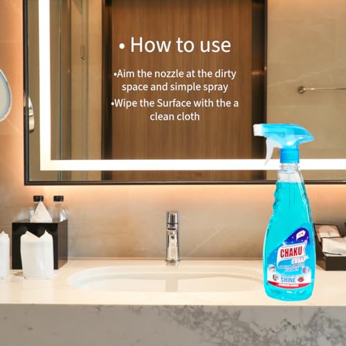 Image of Glass and Surface Cleaner Liquid Spray - Shine Booster for Glasses Mirrors and Multi-Surfaces | Removes Dirt Dust & Grime | Ideal for Car Kitchen Home Surfaces (500 ml Pack of 1)