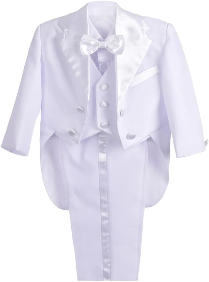 Lito Angels Baby Boys' Classic Tuxedo with Tail Wedding Outfits Suit 5 Piece Set 039