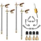 Valve Stem Extenders,4Pcs 12Inch/300mm Dual Flexible Stainless Steel Braided Valve Stem Extensions,6Pieces 45 90 135 Degree Brass Valve Adaptors for Car Truck Motorhome Trailer RV Trailer Vehicle