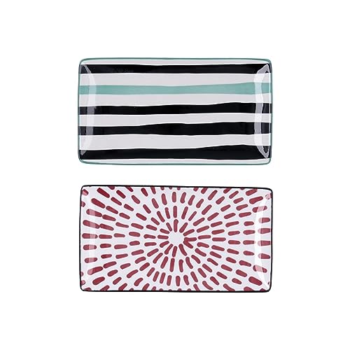 Bidasoa ZIGZAG - Set 2 Bandejas Porcelana decoradas 20X11Cm