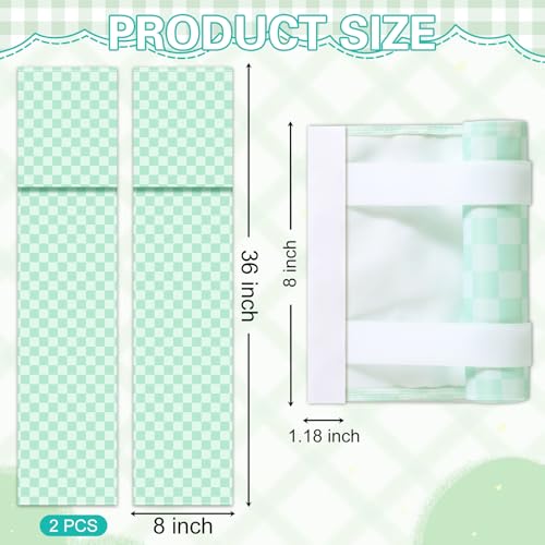 CrystalSylara 2 Pack Classroom Door Window Cover 36 x 8 Inch Checkerboard Door Window Curtains Blackout Lockdown Shades for Classroom, Office, Porch, Kitchen, Room Cover Shade (Green) - Image 2