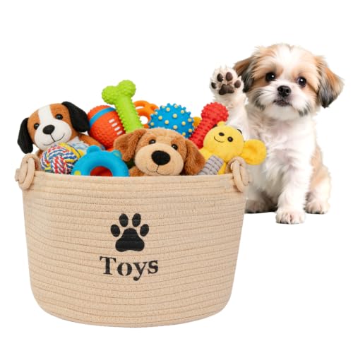 Jiayaus Cesta de juguetes para perros, cesta de cuerda de algodón