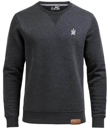 JRC Mens Fleece Crewneck Sweatshirts & Pullovers, Round Neck Long Sleeve Jumper, Sweater for Sports & Workwear (Charcoal, M)