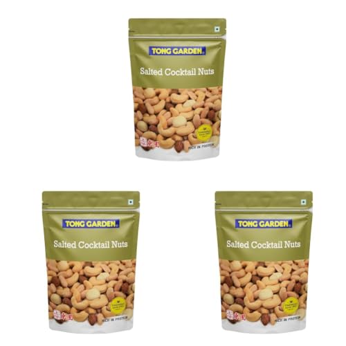 Image of Tong Garden 380Gm Salted Cocktail Nut (Pouch) | Health Dry Fruits Mix | Trail Mix | Healthy Mixed Nuts with Dry Fruits | Almonds | Cashews | Peanuts (Pack of 3)
