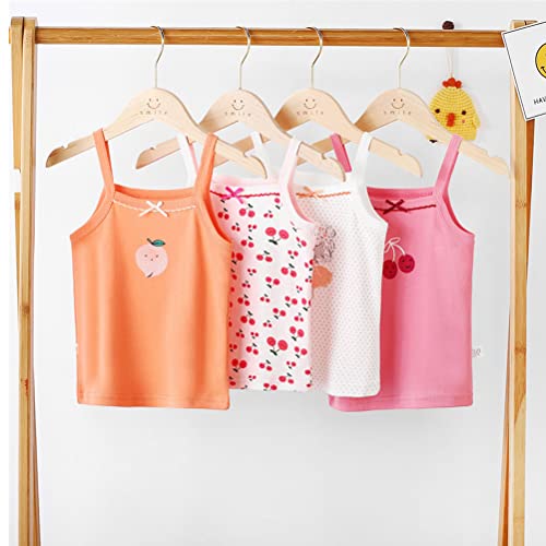 Toddler Girl's Cotton Camisole Undershirts 3-4 Pack Cute Printed Tank Top Camis for Kids 2T-8T3