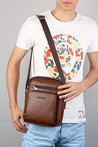WEIXIER Masculino Couro Bolsa de Ombro Bolsa para Ipad Bolsa de Viagem Empresarial Resistente à água