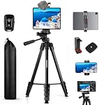 170 pour iPhone iPad, Trépied caméra en aluminium professionnel avec sac de transport à distance sans fil, téléphone cellulaire de voyage Trepied pour l'enregistrement vidéo Selfie Stick Live Stream Vlogging