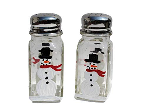 Snowman Salt and Pepper Shakers Set Hand Painted Christmas, Handmade, Winter Table Decor