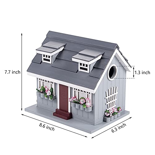Modern Home Outdoor Wooden Birdhouse (Ocean Bungalow Blue Gray Roof) #TOP5