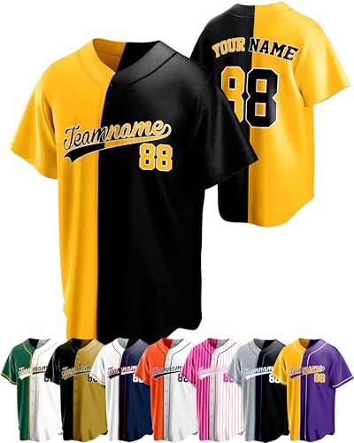 Personalized Split Baseball Jersey - Custom Uniform with Number, Name & Logo - Customized Softball Shirt for Adult and Youth